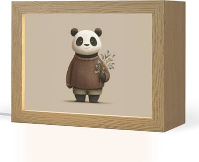 Nachtlampje 20x15 cm - Kinder lampje - Panda - Blauwe bloemen - Zachtheid - Tafellamp kinderkamer - Slaapkamer lamp - Bedlamp kinderen - Kinderlampje stopcontact - Wandlamp babykamer - Nachtlampjes