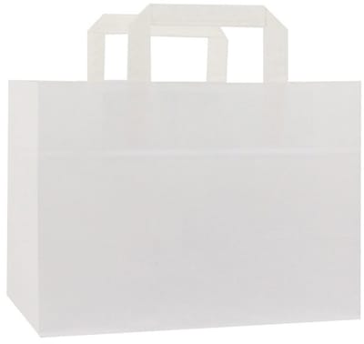 Papieren Tassen Take Away 35+23x25 cm - Wit kraft - Platte grepen - 50 stuks - Brede bodem, speciaal voor Patisserie, Snackbar etc..