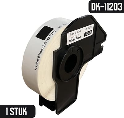 DULA Brother Compatible DK-11203 - Voorgestanst map label - 1 rol - 17 x 87 mm - 300 labels per rol - Zwart op wit - Papier