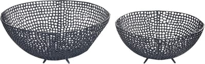 KRUKUT - Decoratieve schalen set van 2 - Zwart - Aluminium