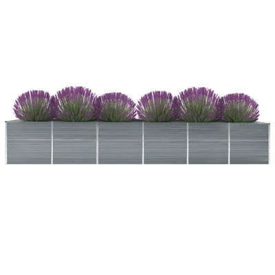 vidaXL - Plantenbak - verhoogd - 480x80x77 - cm - gegalvaniseerd - staal - grijs