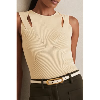 Reiss Cut Out Vest Cream Size: L | Tanks &amp; Camis Outlet | Dames | Beige
