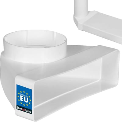 Ventilatie Richtklep - Kanaalbocht Overgangsstuk - Luchtstroom Sturen - 90 Graden Hoek - 204x60 mm 100 mm - Wit