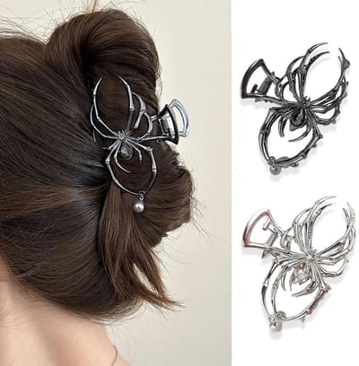Cosensi - Spinning Hair Clip - Punk Haaraccessoires - Unieke Spider Design - Zilver - Metalen Haar Klemmen - Ideaal voor Y2K Stijl - Perfect voor F...
