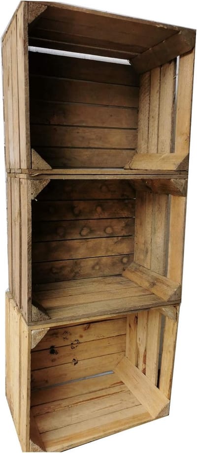 Set van 3 Houten Kisten - Massief en Stabiel - Decoratie & Opslag Binnen/Buiten