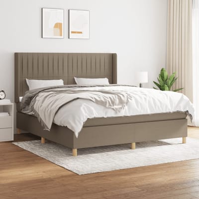 vidaXL - Boxspring - met - matras - stof - taupe - 160x200 - cm