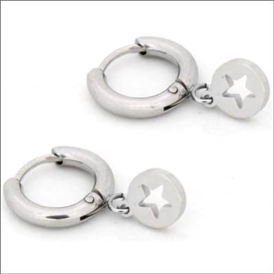 Aramat Jewels | Oorringen | Stalen Ster Open Oorringen - Zilverkleur | | | |3mm | Staal | Volwassenen | Verkleurd niet