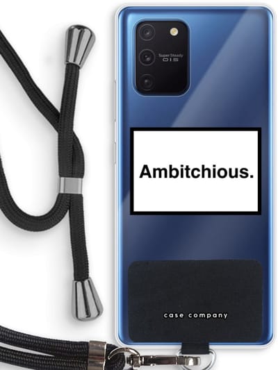 Case Company® - Hoesje met koord geschikt voor Samsung Galaxy Note 10 Lite hoesje met Koord - Ambitchious - Telefoonhoesje met Zwart Koord - Bescherming aan alle Kanten en Over de Schermrand