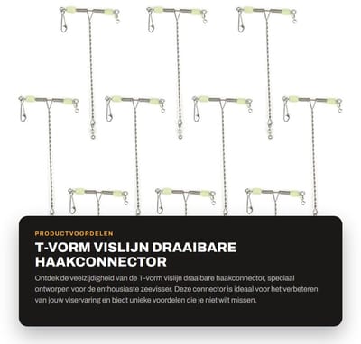 Dailygoods- Haak Connector 10 Stuks - Draaibare Vislijn - Roestvrij Staal - Duurzaam - Lichtgevende Kralen - Flexibel en Stevig - Viswartel