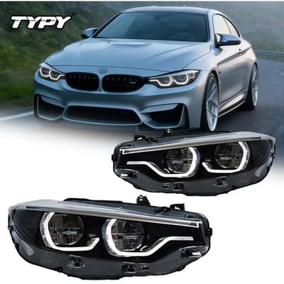 TYPY Set van 2 LED-koplampen voor BMW 4-serie F32 F36 M4, met DRL, dynamische richtingaanwijzers en projectorlens. Compatibel modellen 2016-2019.