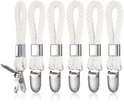 Dailygoods- Ophanglus Set van 6 - Handdoekclips - Theedoekhouder - Haken zonder Naaien - Roestvrij Staal - Hoogwaardig Katoen - Handdoekhouder