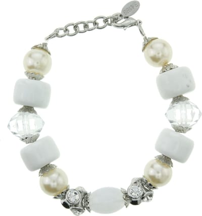 Behave - Armband - wit parel steen mix - chique stijl - nikkelvrij