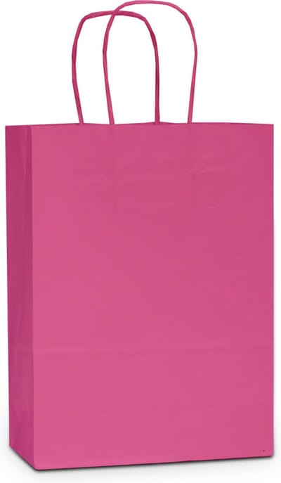50 Papieren Draagtassen - Roze - 26+12x34 - Gedraaide grepen - 50 Stuks