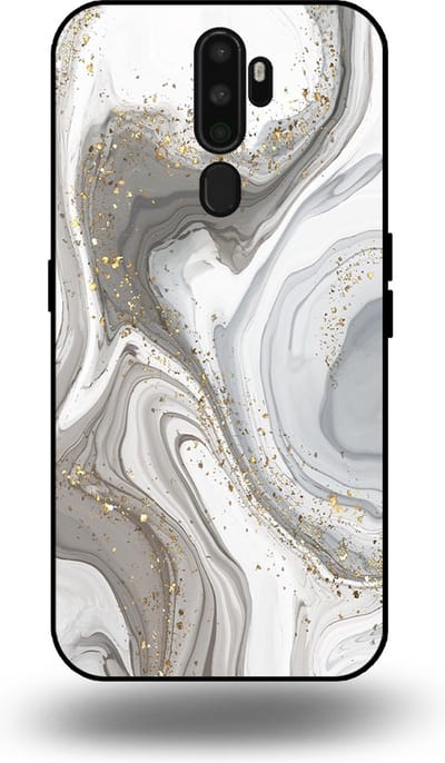 Smartphonica Telefoonhoesje geschikt voor OPPO A9 2020 met marmer opdruk - TPU backcover case marble design - Zilver geschikt voor OPPO A9 (2020)