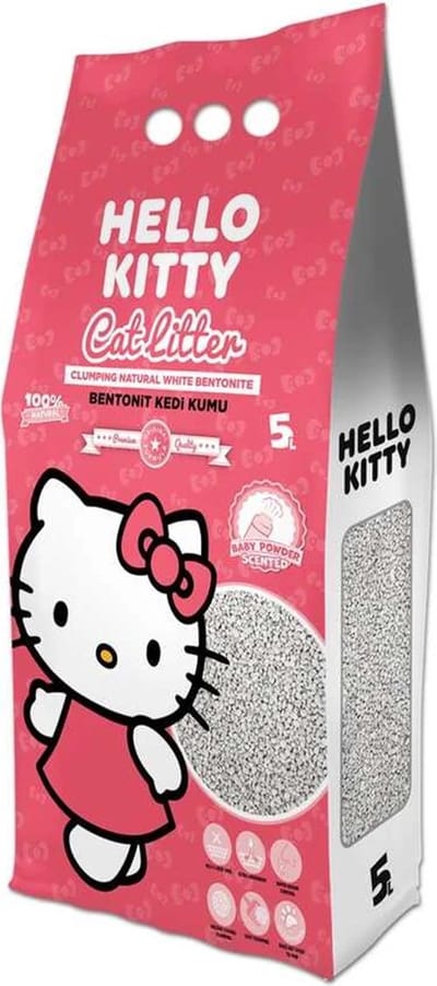 Hello Kitty Bentoniet Kattenbakvulling 6 x 5L Baby Powder