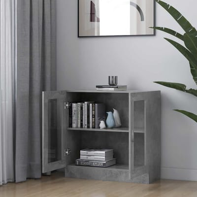vidaXL - Vitrinekast - 82,5x30,5x80 - cm - bewerkt - hout - betongrijs