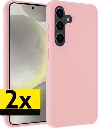 Hoesje - 2 Stuks - Geschikt voor Samsung Galaxy S24 - Sterk & Shockproof - Case Siliconen - Back Cover - Telefoon Hoes - Telefoonhoesjes - Lichtroze