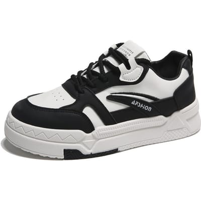 Kleine Witte Schoenen Kinderen Lente en Herfst Nieuwe Ins Trendy Dikke Zool Veelzijdig Leren Bovenwerk Casual Board Schoenen 40 zwart