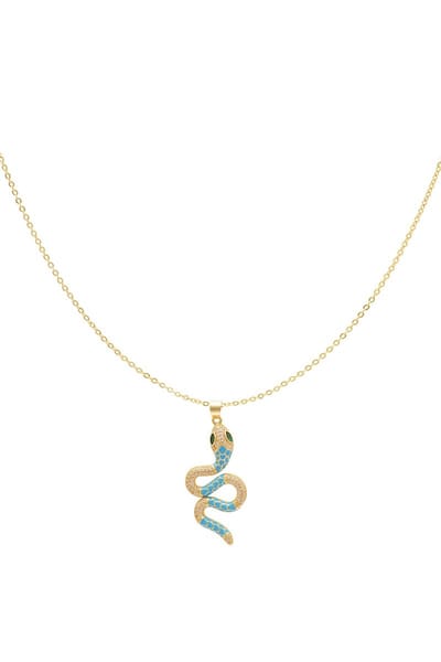 Ketting - gedetailleerde slang - Blue & Gold Koper- Yehwang