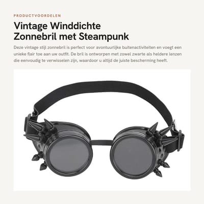Dailygoods- Zonnebril Vintage Stijl - Winddichte Fietsbril - Verstelbare Neuspads - Zwarte/Heldere Lenzen - Duurzaam ABS Materiaal - Uniek Ontwerp