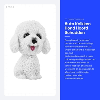 Dailygoods- Bobble-head Hond Decor - Auto Interieurdecoratie - Bureau Decoratie - Hars - Wit - 8,5 x 6,4 x 5 cm - Hondensieraad