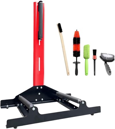 Wieldetailstandaard - Autobandenrek - Banden Reinigen - 360° Roterend - 9-39 Inch - Rood