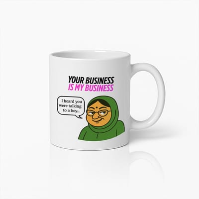 Grappige Sarcastische Mok 330ml – Your Business Is My Business – Hilarische Quote Koffiebeker – Perfect Cadeau voor Vrienden of Familie