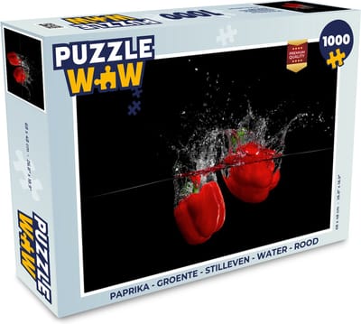Puzzel Paprika - Groente - Stilleven - Water - Rood - Legpuzzel - Puzzel 1000 stukjes volwassenen