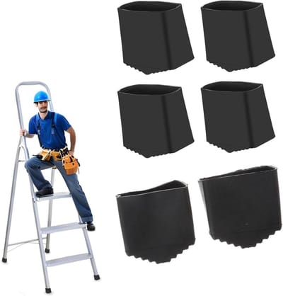 Ladderpoten Set - Rubberen Voeten - Ladder Stabiliseren - Antislip Ontwerp - 40x20 mm - Zwart