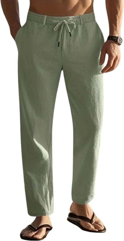 Nivard Linnen Broek Heren - Zomerbroek - Volwassenen - Lange Broek - Pantalon - Strandbroek - Zomer - Ibiza Stijl - Groen - Maat S