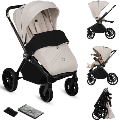 Lionelo Mika Plus Kinderwagen - All-Terrain Wielen - Lichtgewicht - Verstelbare Zitting - XXL Kap met UPF 50+ - Compact Opvouwbaar - Inclusief Accessoires