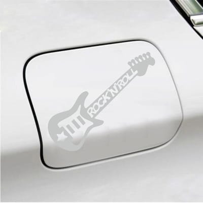 Bumpersticker - Gitaar Rock N Roll - 10,4 X 14,8 - Licht Grijs