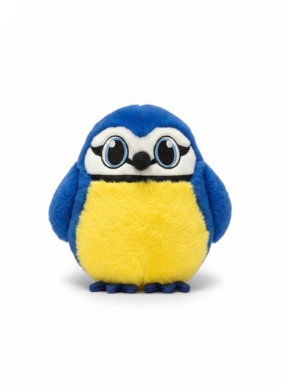 Hondenspeeltje Knuffel voor Honden en Puppies - Zacht Pluche Speelgoed met Pieper - Ideaal tegen Verveling en voor Apporteren - Duurzaam en Veilig Kauwspeelgoed voor de Hond - Leuk Vogel Ontwerp - animalking Pimpelmees Knuffel - Blauw/Geel