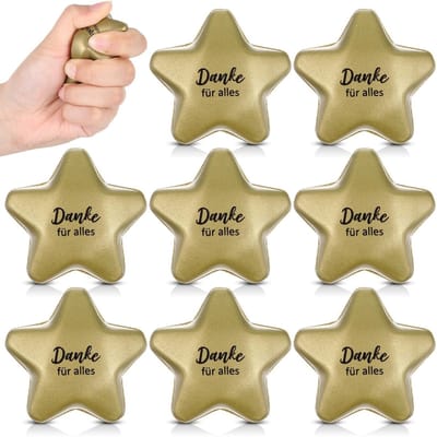 Dailygoods- Anti-stressbal Set van 8 - Stervorm - Gouden Kleur - PU-kunststof - Multifunctioneel - Veilig en Niet Giftig - Stressballen