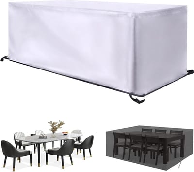 Tuinmeubelhoes - Terrasset hoes tafelhoes - Meubels beschermen - Waterdicht scheurbestendig - 240 x 194 x 84 cm - Zilver