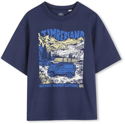Timberland T60795 T-shirt Met Korte Mouwen Blauw 8 Years Jongen