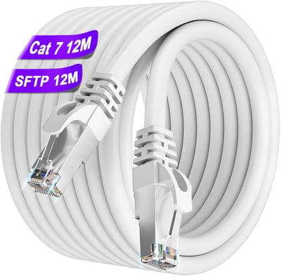 Cat 7 Netwerkkabel 12 Meter - Hoge Snelheid Ethernetkabel 10Gbps, Waterdicht, Geschikt voor Binnen en Buiten