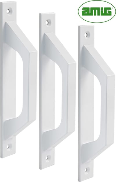 AMIG Deurgreep Schuifdeur – 198 x 25mm – Aluminium – Loftdeur - Wit - 3 Stuks
