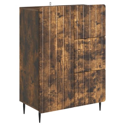 vidaXL - Dressoir - Gerookt - eiken - 66 - x - 34,5 - x - 91,5 - cm - Bewerkt - hout