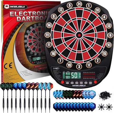 Elektronisch Dartbord - Dartspel Set - Indoor Entertainment - 34 Spellen 354 Varianten - 40cm Diameter - Rood