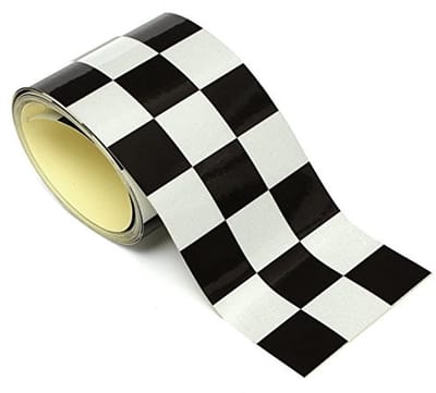 Dailygoods- Tank Sticker Zwart/Wit - Checkered Vlag Tape - Waterdicht Vinyl - 7,6 cm Breed - 275 cm Lengte - Geschikt voor Auto/Motor - Stickers