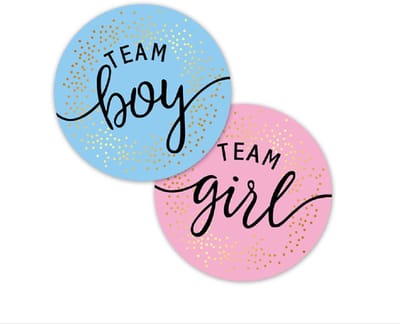 Dailygoods- Gender Reveal Stickers 120 Stuks - Team Boy/Team Girl Labels - Gouden Folie - PVC/Papier - 3 cm - Geschikt voor Babyshowers - Feeststickers