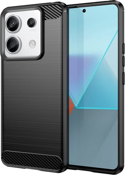 MobyDefend Hoesje - Geschikt voor Xiaomi Redmi Note 13 Pro 5G - TPU Backcover - Geborstelde Metaal & Carbon-Look - Zwart