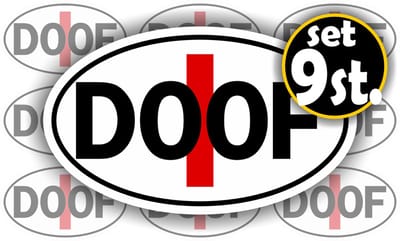 JERMA - DOOF - stickerset – 6,5 × 4 cm – 9 stuks per vel