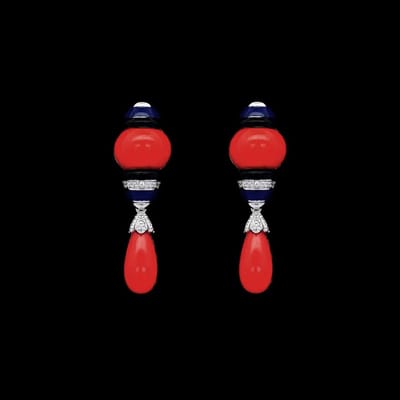 Victoria Valenza 925 Sterling Zilveren Oorbellen met Bloedkoraal en Zirkonia Stenen - Oorhangers - 925 sterling zilver - Zilverkleurig - Zirkonia