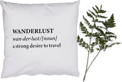 Sierkussens - Kussentjes Woonkamer - 50x50 cm - Spreuken - Quotes - A strong desire to travel - Wanderlust - Reis