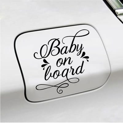 Bumpersticker - Baby On Board - 12,1 X 13,1 - Zwart