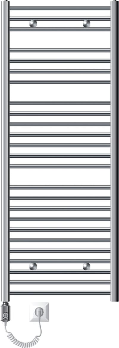Elektrische badkamerradiator met verwarmingselement 900W 600x1500 mm chroom recht met zijaansluiting LuxeBath
