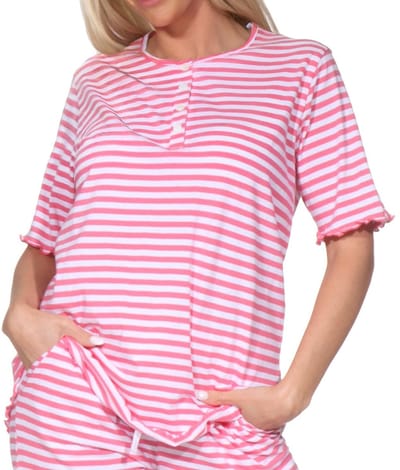 Damespyjamashirt met korte mouwen mix & match