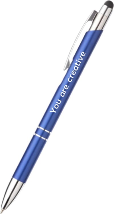Akyol - you are creative pen - blauw - gegraveerd - Quotes pennen - collega - pen met tekst - leuke pennen - grappige pennen - werkpennen - stagiaire cadeau - cadeau - bedankje - afscheidscadeau collega - welkomst cadeau - met soft touch